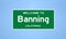 Banning, California city limit sign. Town sign from the USA.