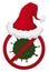 Banning Signal with Santa`s Hat Forbidding COVID-19, Vector Illustration