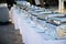 Banquet table with chafing dishes