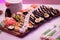 Banquet table with sushi on corporate christmas, birthday party or wedding celebration