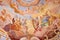 Banska Stiavnica - The detail of fresco on cupola in the middle church of baroque calvary Angels with the music instruments.