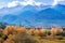 Bansko, Bulgaria, town autumn panorama