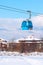 Bansko cable car cabin and snow peaks, Bulgaria