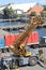 Banyuwangi, May 2022. A port loading and unloading worker is on a truck trailer