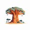 Baobab Grandidier typical tree of Madagascar vector illustration
