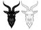 Baphomet demon goat head hand drawn print or blackwork flash tattoo art design vector illustration