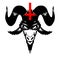 Baphomet, Goat headed demon with inverted cross, petrus cross on the forehead. Baphomet of the Church of Satan