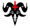 Baphomet, Goat headed demon with inverted cross, petrus cross on the forehead. Baphomet of the Church of Satan