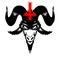 Baphomet, Goat headed demon with inverted cross, petrus cross on the forehead. Baphomet of the Church of Satan