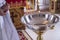 Baptismal font. Accessories for the christening of children icons of candles, the Ortodox Church