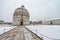 Baptistery of Pisa after a winter snowfall. Square of Miracles a