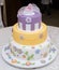 Baptize cake with sugar flowers