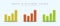 Bar chart in 3D style. Set of images in different colors. Dynamics of development, plan, reporting