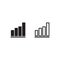 Bar Chart analytics vector icon set. Black color, rounded angles, isolated on white background.