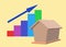 A bar chart showing increasing property prices value