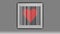 Bar code with a heart in the middle on a gray background. The code contains the phrase I love you .