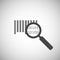 Bar code icon. Magnifier and bar code symbol. research bar code