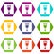 Bar code scanner icon set color hexahedron