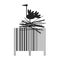 Bar code stork nest - simple black white graphic