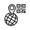 bar code worldwide location line icon vector isolated illustration