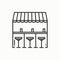 Bar counter with stools thin line icon. Street food retail. Mobile coffee house, bar, shop. Cafe, alcohol drink. Vector