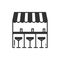 Bar counter with stools thin line icon. Street food retail. Mobile coffee house, bar, shop. Cafe, alcohol drink. Vector