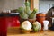 Bar with exposed coconuts, pineapples and tropical fruit