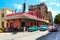 Bar Floridita, Havana, Cuba - 30/03/2018:Retro cars at the crossroads of Ernest Hemingway`s favorite bar - Floridite