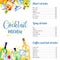 Bar menu rectangular design template with list of drinks. Color glass alcohol bottles and drinking glasses