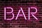 BAR - Neon Letters sign lighting