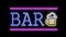 BAR Sign Neon Sign in Retro Style Turning On