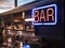 Bar signage Lights neon sign Blur bar counter shelf