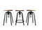 Bar stool isolated on white background. Set of stool chair, wooden base screwed on black metal stands