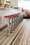 Bar stools a fifties style diner.