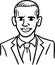 Barack Obama cartoon caricature, black and white doodle vector. Simple line drawing of the president of United states.