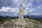 Baranec, Western Tatras, Slovakia. Stone obelisk on the top of mountain.