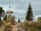 Barania Gora peak in Beskid Slaski with a metal observation tower