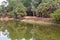 Baray and bank stabilization next to Bakong temple, Siem Reap, Cambodia, Asia