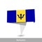 Barbados Country flag. Folded ribbon banner flag