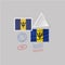 BARBADOS flag postage stamp set, isolated on gray background