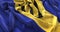 Barbados Flag Ruffled Beautifully Waving Macro Close-Up Shot