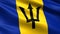 Barbados flag, with waving fabric texture