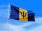 Barbados flag waving in the wind