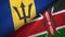 Barbados and Kenya two flags textile cloth, fabric texture