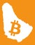 Barbados map with bitcoin crypto currency symbol illustration