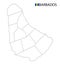 Barbados map, black and white detailed outline regions of the country