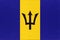 Barbados national fabric flag, textile background. Symbol of american world country