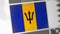 Barbados national flag of country. Barbados flag on the display, a digital moire effect.