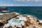 Barbados Ocean and rocks Next to Animal Flower Cave. Caribbean Sea Island