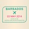 Barbados visa stamp. Travel by plane visa or immigration stamp. Vector illustration